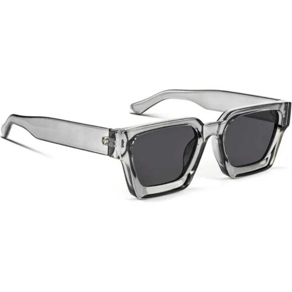 ⚡Men Grey Fashion Thick Trendy Square Shades Rectangle Designer SunGlasses